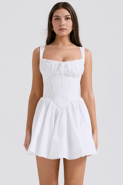 Vestido curto rodado branco Babado P Vestido curto rodado branco Babado P