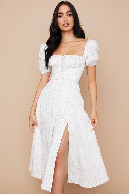Vestido midi floral branco G