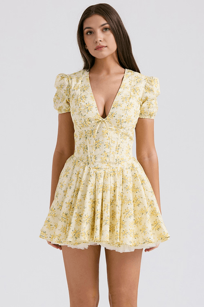 Vestido curto floral amarelo M