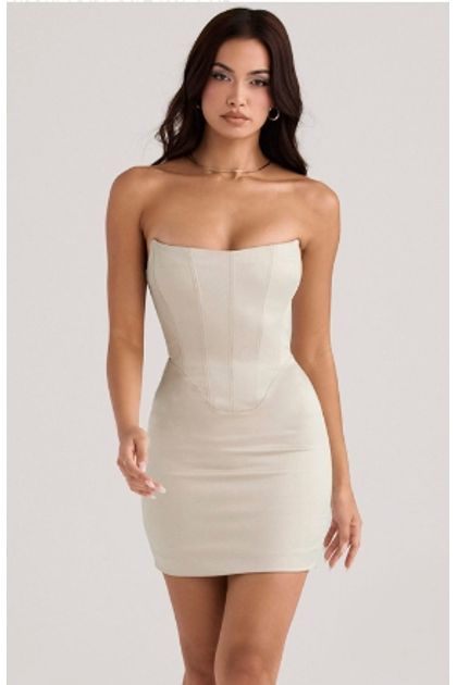 Vestido curto corpete bege G